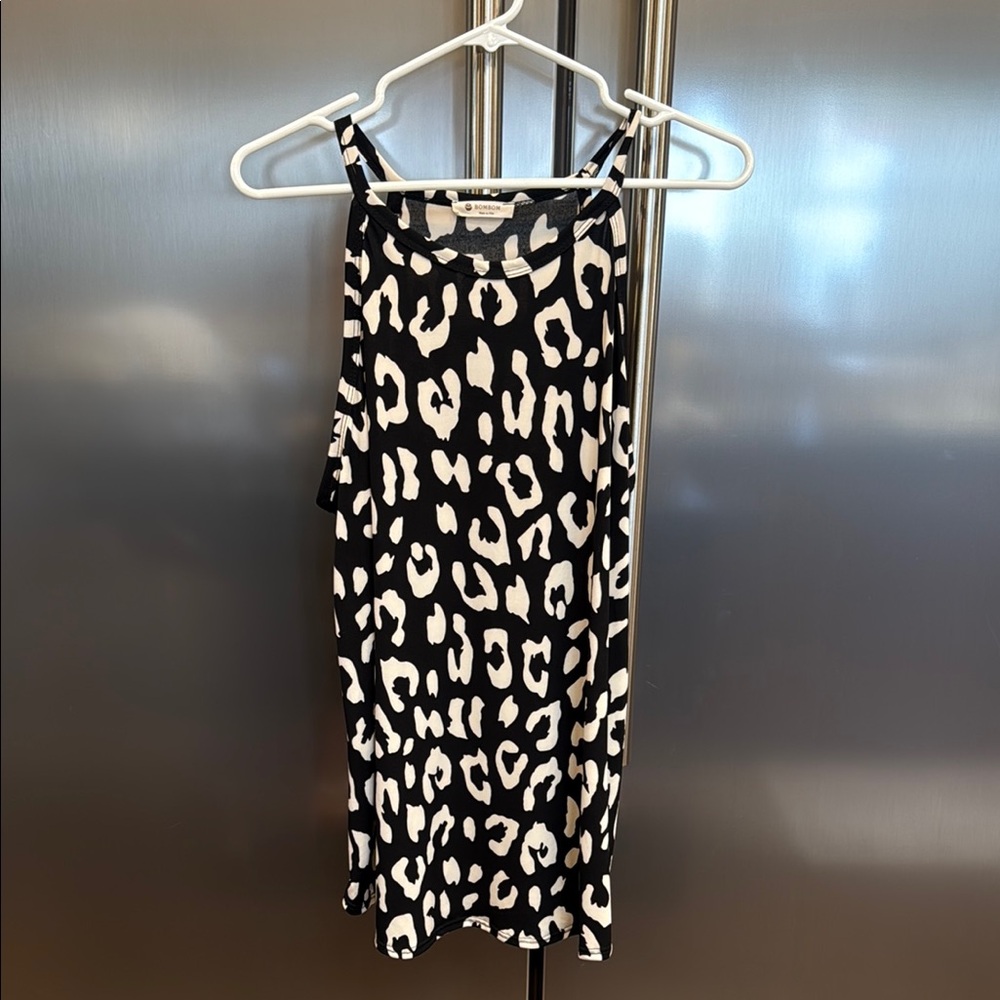 Black and White Animal Print Blouse for Night Out